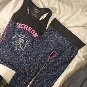 Dereon Black and Pink Tank with Multicolor Leggings